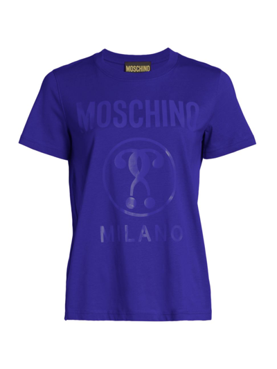 Shop Moschino Women's Question Mark Logo T-shirt In Blue