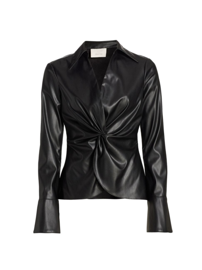 Shop Cinq À Sept Women's Mckenna Faux Leather Top In Black