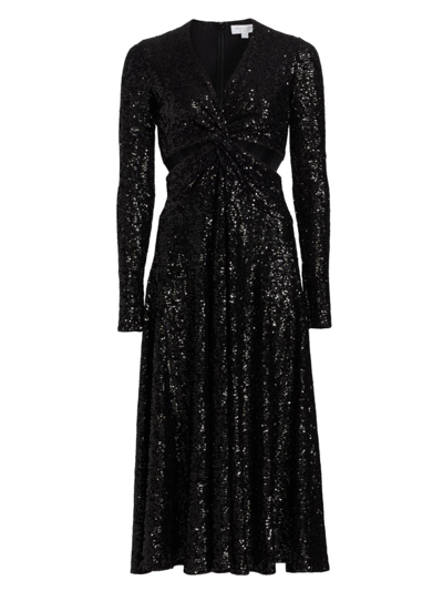 Shop Michael Kors Women's Paillette-embellished Midi-dress In Black
