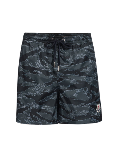 Shop Moncler Men's Drawstring Swim Shorts In Black