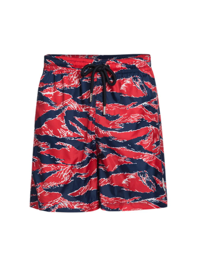 Shop Moncler Men's Drawstring Swim Shorts In Red
