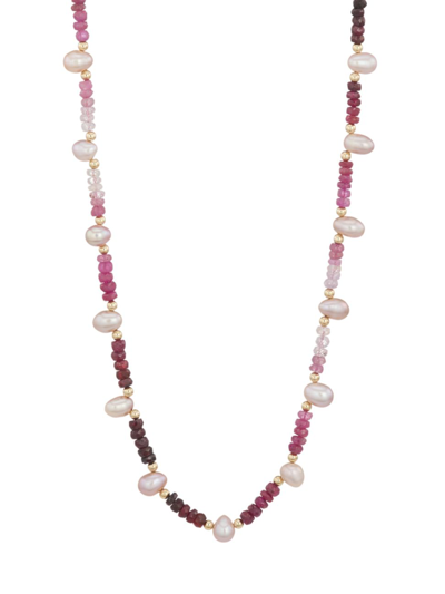 Shop Jia Jia Women's Arizona 14k Gold, Pearl & Ombré Ruby Necklace