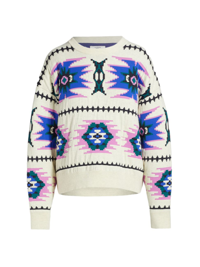 Shop Isabel Marant Étoile Women's Malden Geometric Sweater In Light Grey
