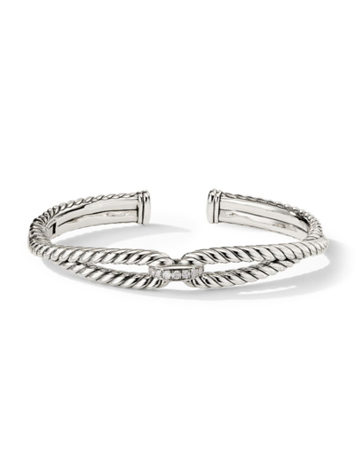 Shop David Yurman Women's Cable Loop Sterling Silver And Pavé Diamond Bracelet