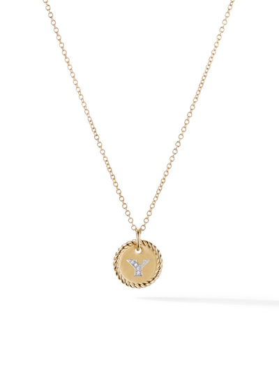 Shop David Yurman Women's Initial Charm Necklace With Diamonds In 18k Gold In Initial Y