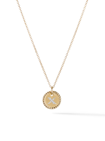Shop David Yurman Women's Initial Charm Necklace With Diamonds In 18k Gold In Initial X