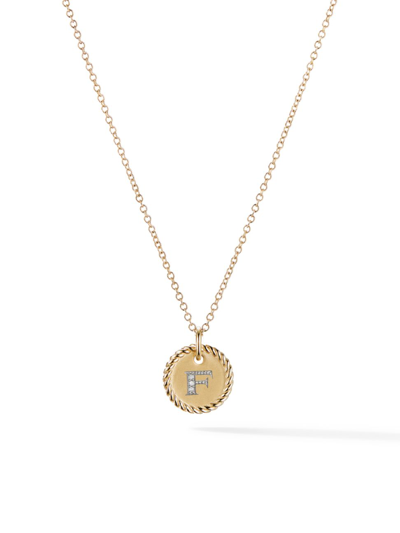 Shop David Yurman Women's Initial Charm Necklace With Diamonds In 18k Gold In Initial F
