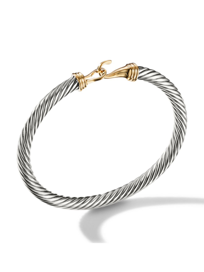Shop David Yurman Women's Cable Classic Buckle Bracelet With 14k Gold, 5mm In Silver