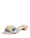 FENDI Fantasia Jeweled Slide Sandal, Gray