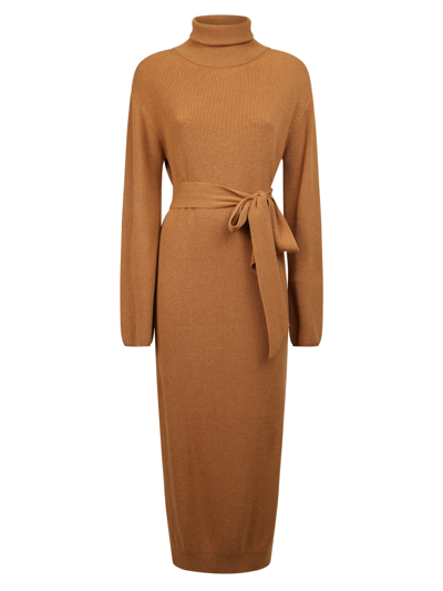 Shop Nanushka Belted Midi Dress In Brown