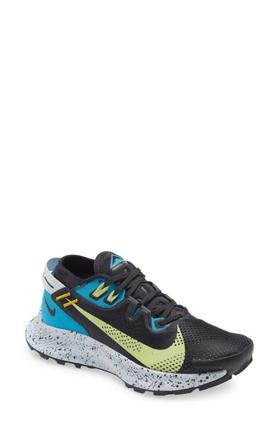Shop Nike Pegasus Trail 2 Trail Running Shoe In Off Black/ Limelight/ Blue