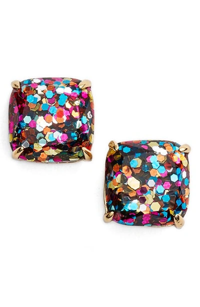 Shop Kate Spade Mini Small Square Stud Earrings In Multi Glitter/ Gold