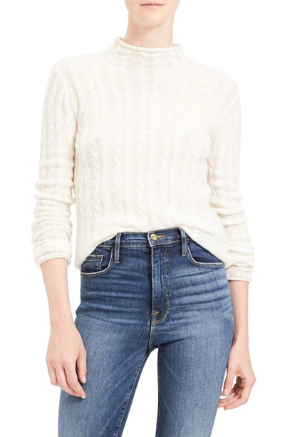 Shop Theory Mock Neck Cable Knit Cashmere Sweater In Ivory