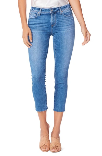 Shop Paige Skyline Raw Hem Crop Skinny Jeans In Spritz Distressed