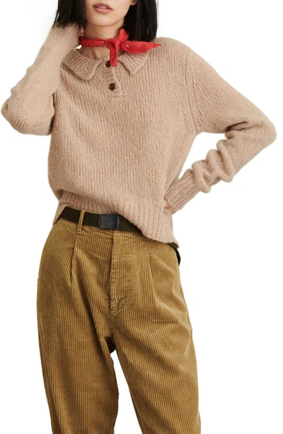 Shop Alex Mill Wool & Cashmere Blend Henley Sweater In Warm Khaki