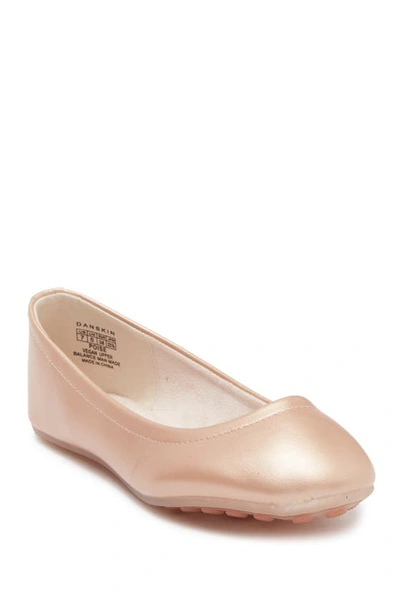 Shop Danskin Faux Leather Ballet Flat In Rose Gold