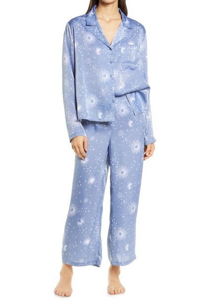 Shop Bp. Satin Pajama Set In Blue Stonewash Celestial Stars