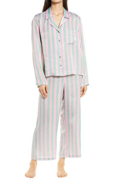 Shop Bp. Satin Pajama Set In Green Menthol Even Stripe