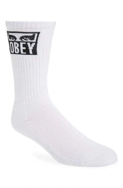 Shop Obey Eyes Icon Crew Socks In White