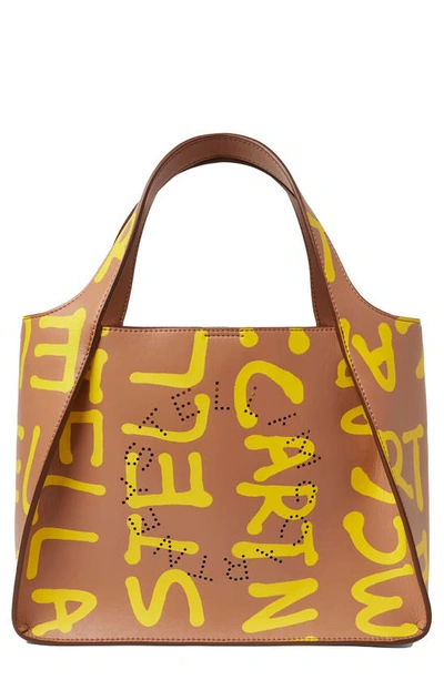 Shop Stella Mccartney X Ed Curtis Shared 3 Logo Faux Leather Crossbody Bag In Camel
