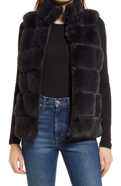 Shop Via Spiga Chevron Faux Fur Reversible Vest In Charcoal