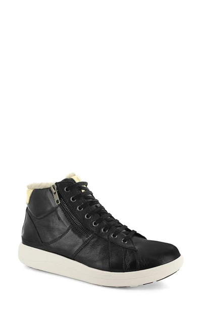Shop Strive Chatsworth Ii Leather Hi-top Sneaker With Faux Fur Trim In Black