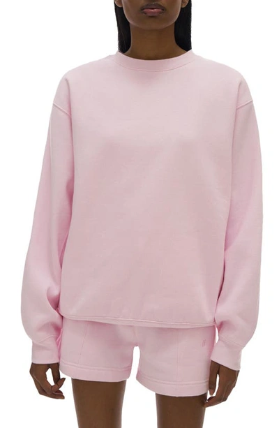 Shop Helmut Lang Debossed Logo Cotton Blend Sweatshirt In Cherry Blossom
