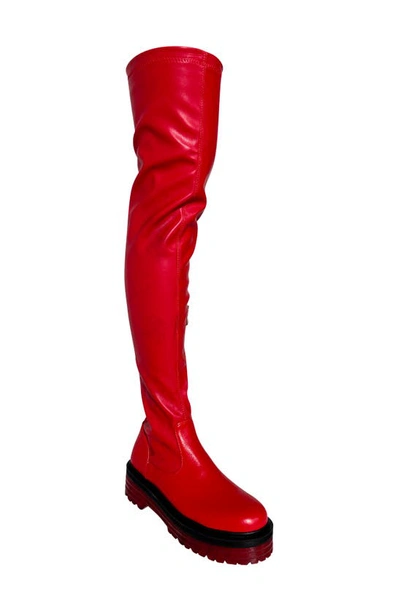 Shop Azalea Wang Euro Platform Over The Knee Boot In Red