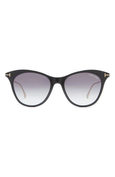 Shop Tom Ford Micaela 53mm Cat Eye Sunglasses In Blk/ Palladium/ Smoke/ Silv
