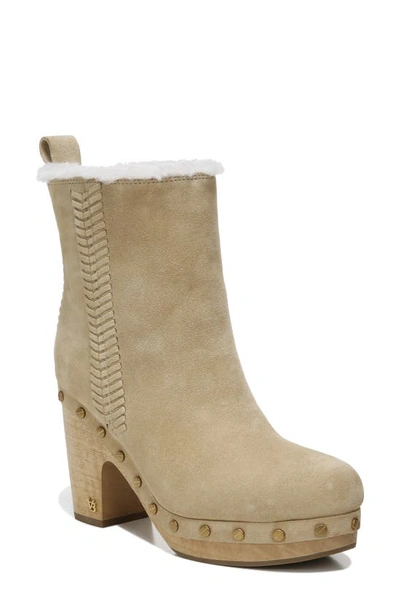 Shop Veronica Beard Daxi Genuine Shearling Lined Clog Bootie In Straw