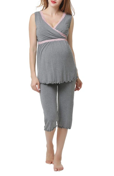 Shop Kimi And Kai Penny Nursing/maternity Pajamas In Dark Heather Gray