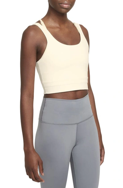 Shop Nike Yoga Luxe Infinalon Crop Top In Sail/ White