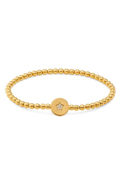 Shop Nadri Pavé Star Beaded Stretch Bracelet In Gold
