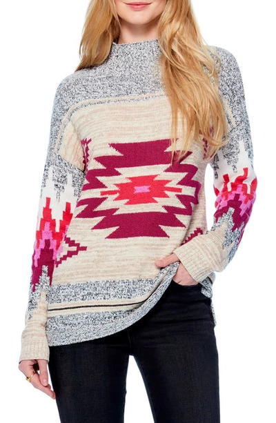 Shop Nic + Zoe Fall Feelings Mock Neck Sweater In Neutral Multi