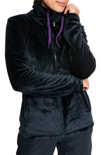 Shop Roxy Tundra Fleece Full Zip Jacket In True Black