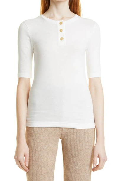Shop Vince Pima Cotton Henley Top In Off White