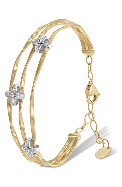 Shop Marco Bicego Marrakech Onde Floral Stack Bangle In Yellow Gold/ White Gold