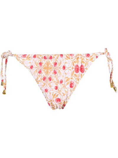 Shop Rebecca Vallance Catania Floral-print Bikini Briefs In White