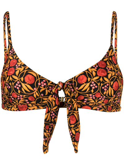 Shop Rebecca Vallance Martine Floral-print Bikini Top In Yellow