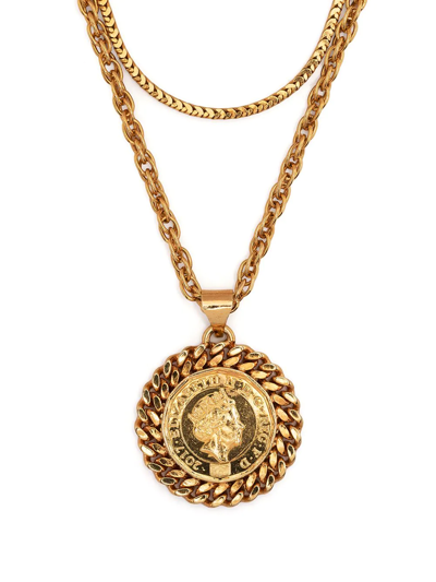 Shop Edward Crutchley Multi Chain Medallion Necklace In Gold