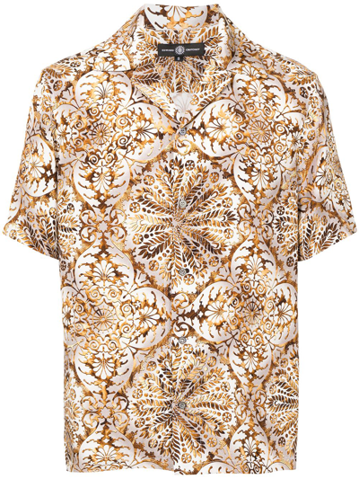 Shop Edward Crutchley Abstract-print Short-sleeve Shirt In Gold