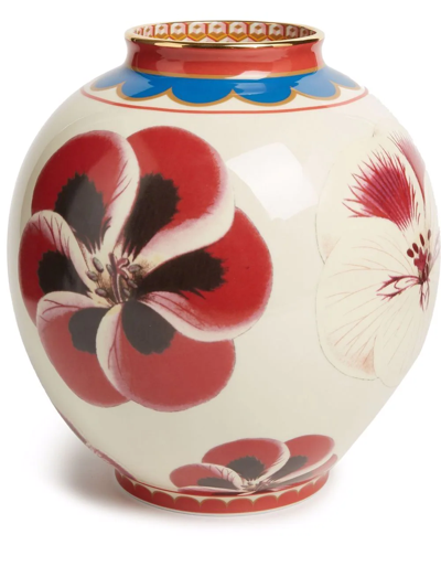 Shop La Doublej Bubble Pansy-print Porcelain Vase In Neutrals