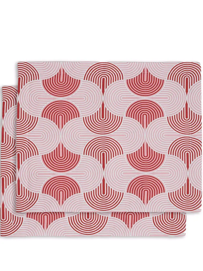 La Doublej Set Of 2 Geometric-print Table Mats In White