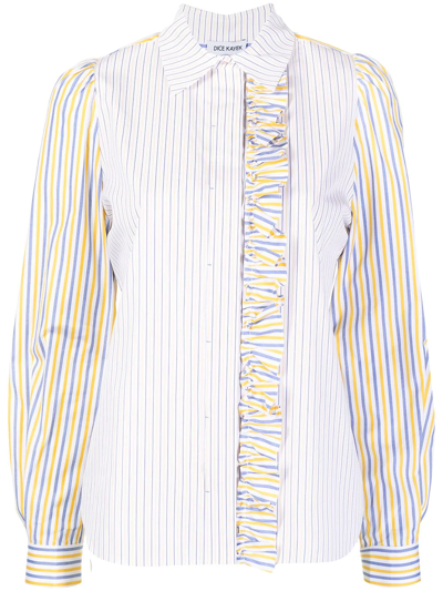 Shop Dice Kayek Ruffled Stripe Shirt In Gelb