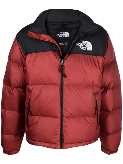 Shop The North Face Panelled Puffer Jacket In Rot