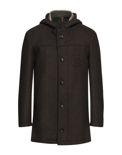 Shop Laboratori Italiani Man Coat Dark Brown Size 46 Wool, Polyamide, Polyester, Polyacrylic