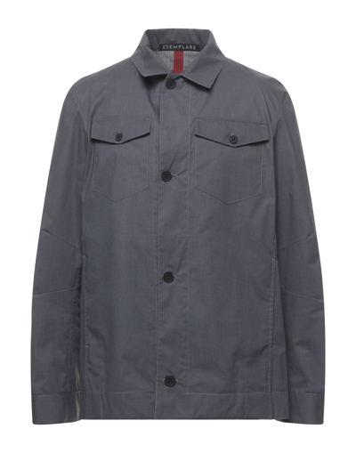 Shop Esemplare Man Overcoat & Trench Coat Lead Size 40 Polyester, Cotton, Polyurethane In Grey