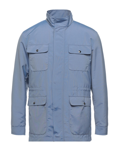 Shop Isaia Jackets In Pastel Blue