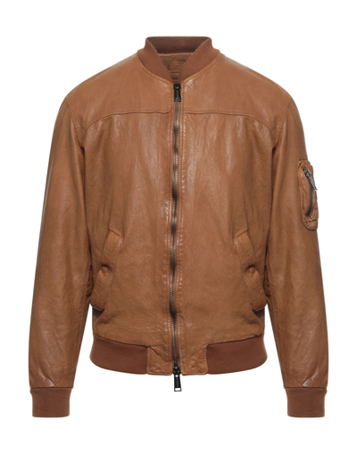 Shop Masterpelle Man Jacket Tan Size S Soft Leather In Brown
