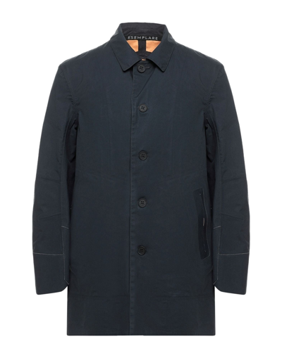 Shop Esemplare Man Overcoat & Trench Coat Midnight Blue Size 40 Cotton, Polyamide